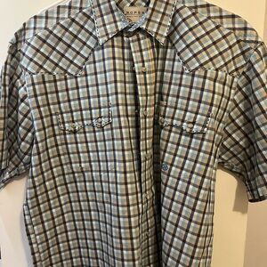 Roper Blue and White Casual Button Down Shirt